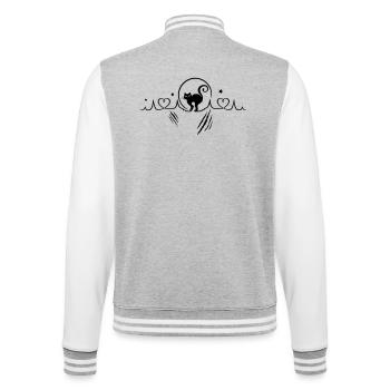 Katze Herzschlag Herzfrequenz Kratzer - College-Sweatjacke - Grau meliert/Weiß - Hinten - Marisol (170cm)