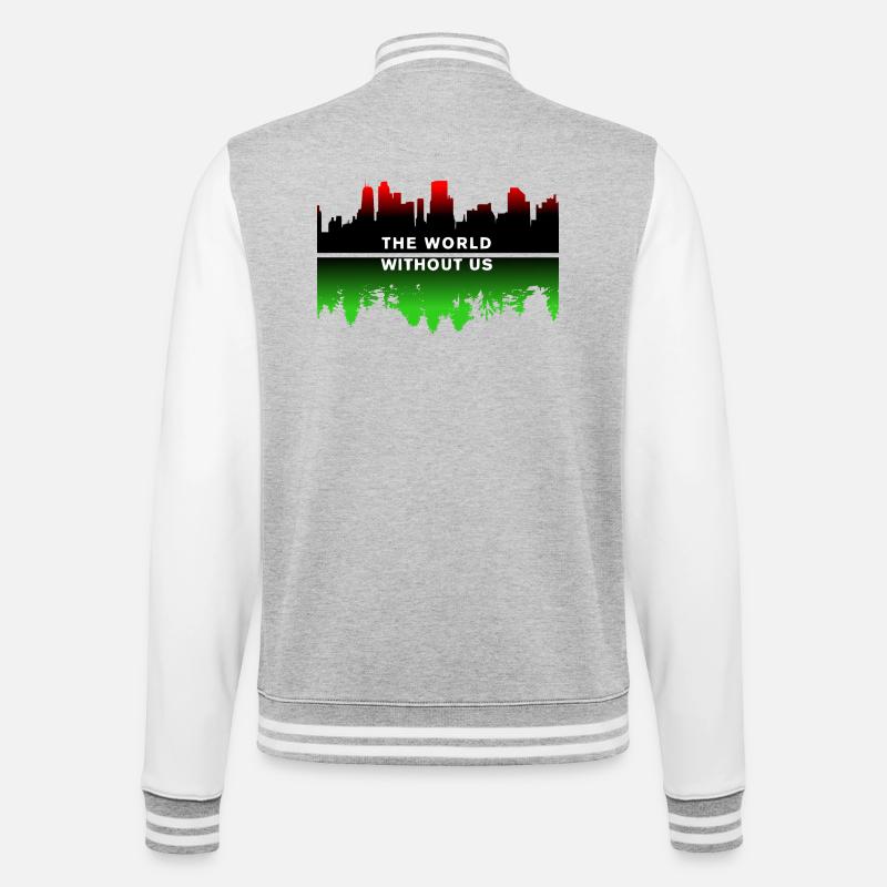Planet Erde - College-Sweatjacke - Grau meliert/Weiß