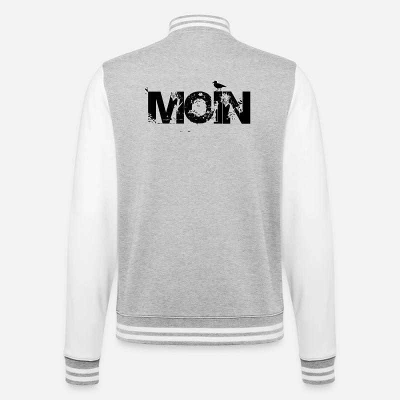 MOIN mit Möwe - College-Sweatjacke - Grau meliert/Weiß