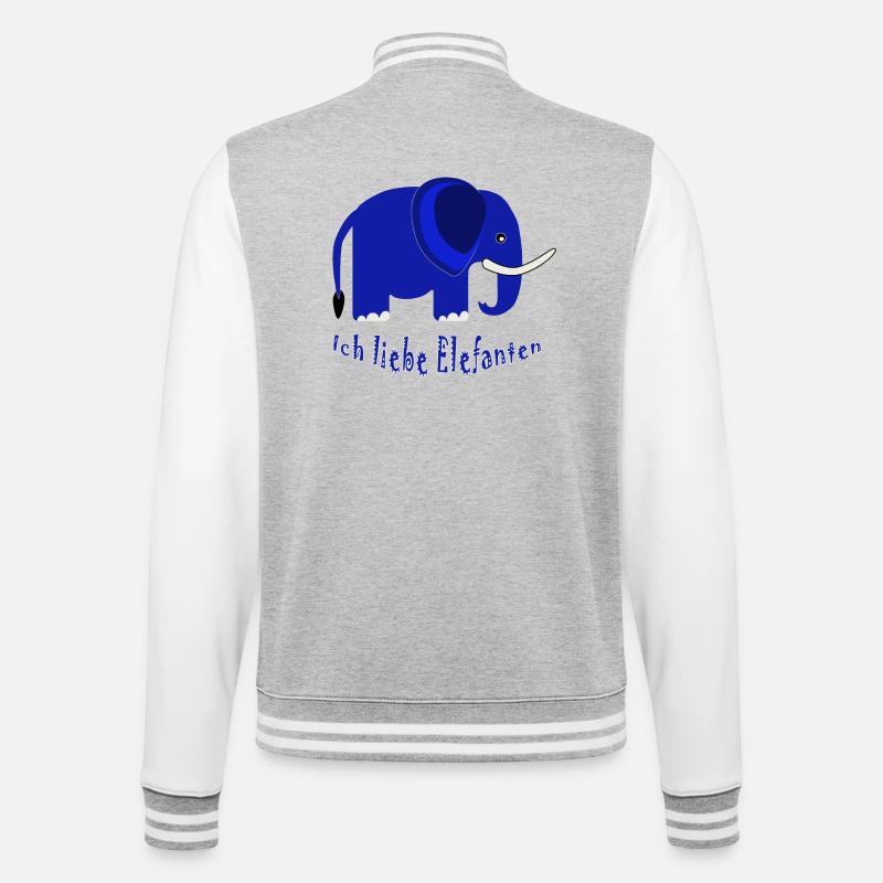 Éléphant bleu J’adore les éléphants - Veste Teddy - gris chiné / blanc