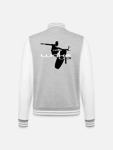 Wakeboard wake up wakeboarding - College Sweat Jacket - heather grey/white