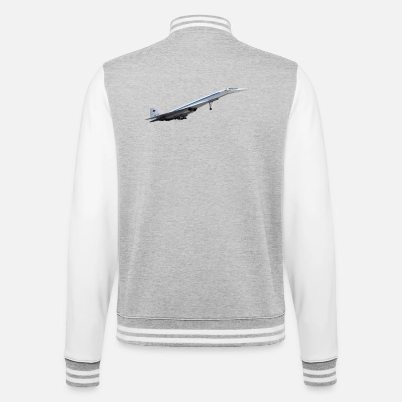 Tu-144 - College-Sweatjacke - Grau meliert/Weiß