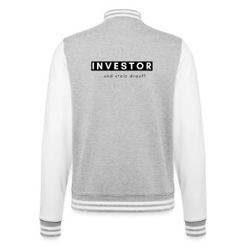 Investor - Aktien Börse Dividende - College-Sweatjacke - Grau meliert/Weiß - Hinten - Marisol (170cm)