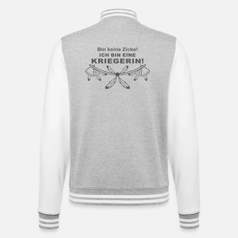 Ich bin eine Kriegerin - College-Sweatjacke - Grau meliert/Weiß