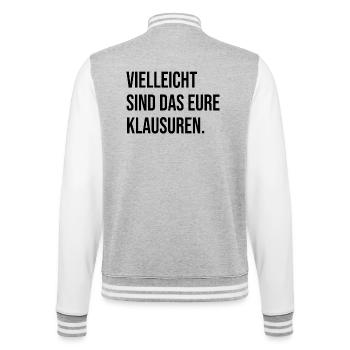 Vielleicht sind das eure Klausuren - College-Sweatjacke - Grau meliert/Weiß - Hinten - Marisol (170cm)