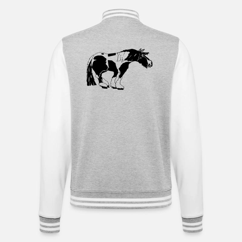 witziger Tinker , Tinker Schecke, Tinker reiten - College-Sweatjacke - Grau meliert/Weiß