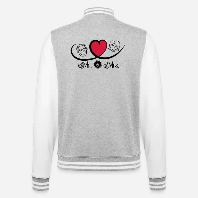 Mr and Mrs - College Sweat Jacket - heather grey/white