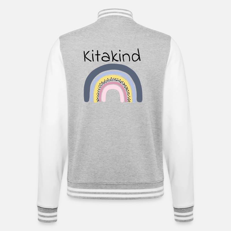 Kitakind Regenbogen - College-Sweatjacke - Grau meliert/Weiß