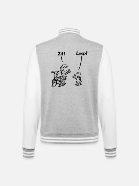 Setzen Sie sich und gehen Sie. Rollstuhlfahrer vs. Hundehumor * - College-Sweatjacke - Grau meliert/Weiß