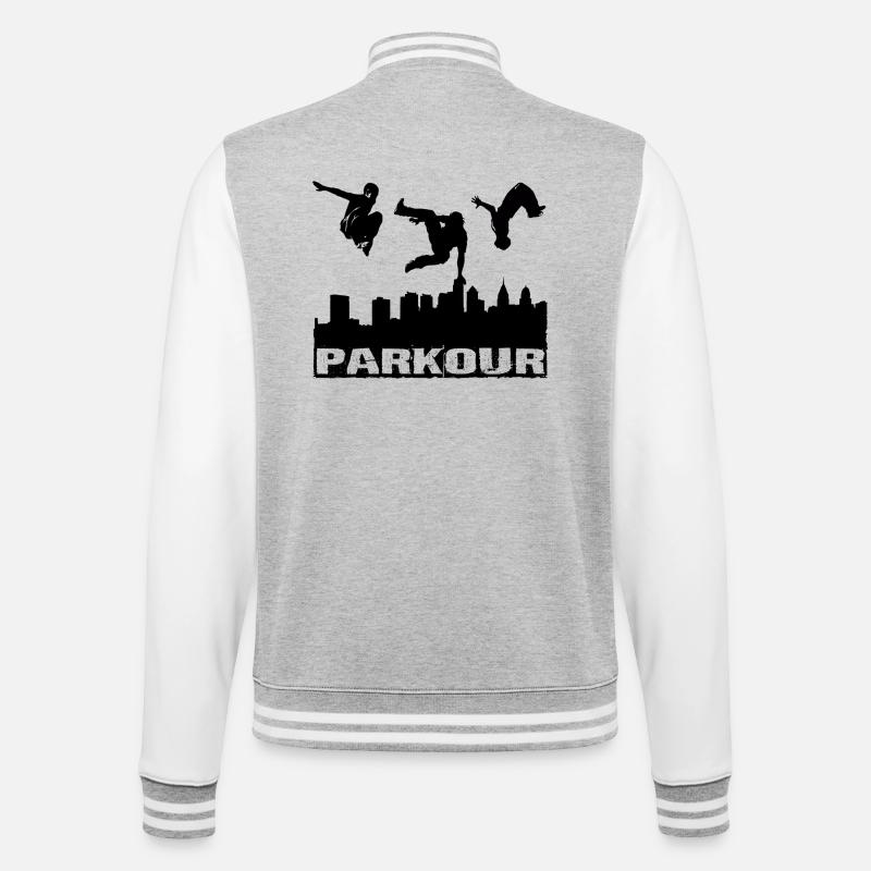 Parkour - College-Sweatjacke - Grau meliert/Weiß