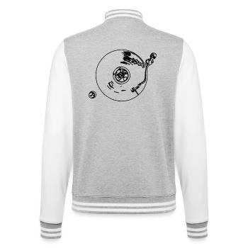 Plattenspieler - College-Sweatjacke - Grau meliert/Weiß - Hinten - Marisol (170cm)