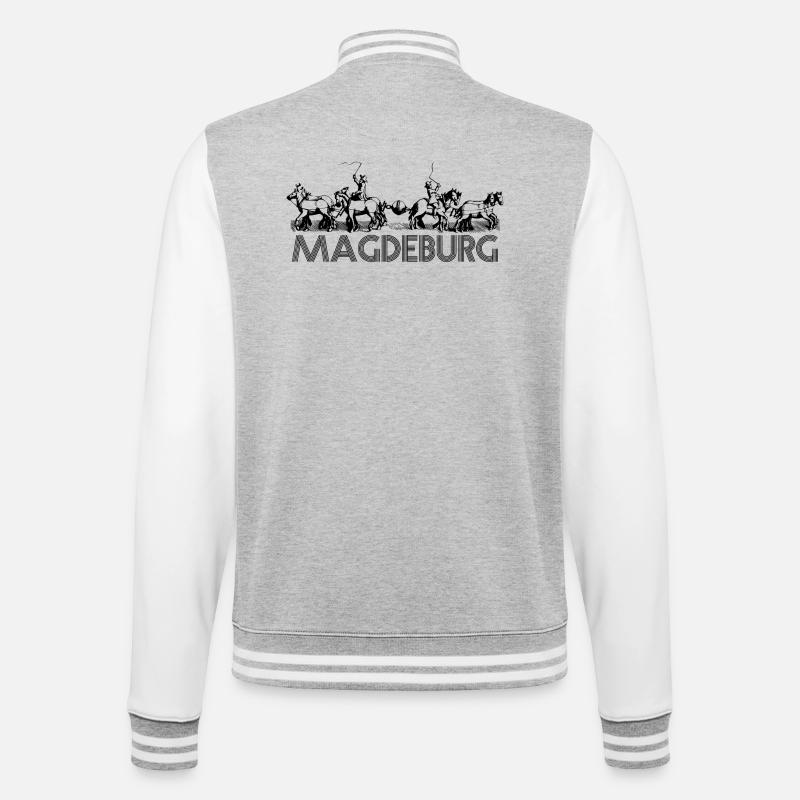 Magdeburg - Guericke Experiment - College-Sweatjacke - Grau meliert/Weiß
