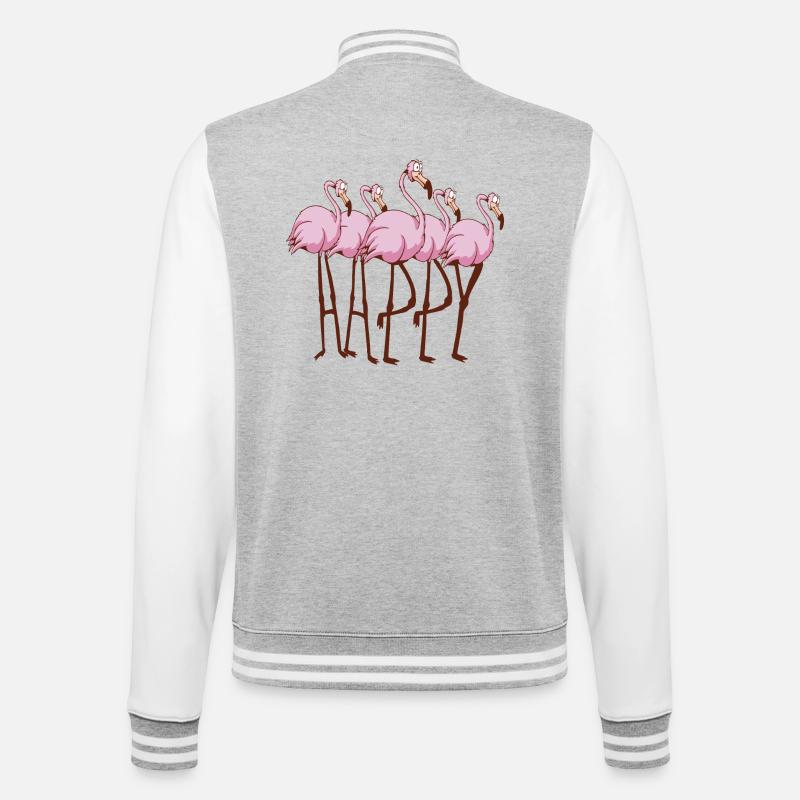 Flamingos - College-Sweatjacke - Grau meliert/Weiß