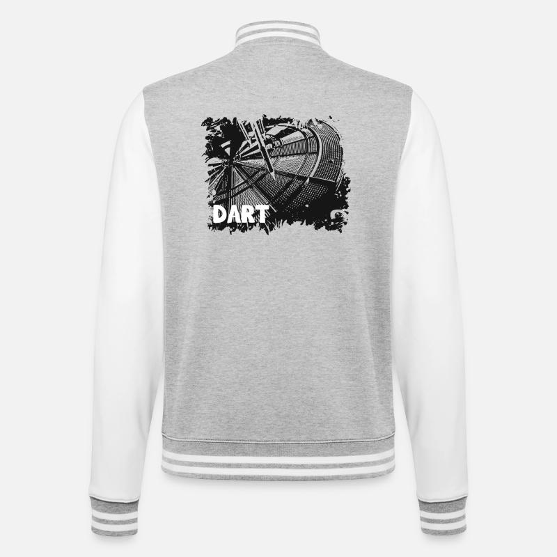 Dartscheibe - Darts - Dartpfeile - Darten - College-Sweatjacke - Grau meliert/Weiß