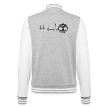 Heartbeat Arbre de Vie Symbole Le Viking - Veste Teddy - gris chiné / blanc - Dos - Marisol (170cm)