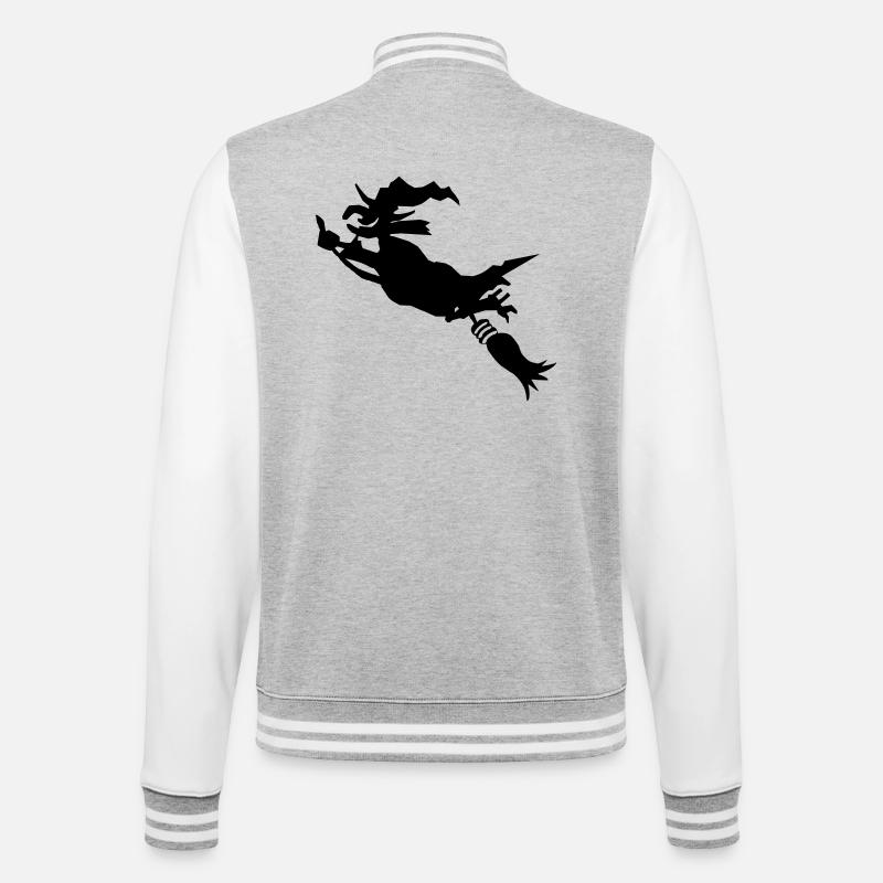 Witch with broom funny - College Sweat Jacket - heather grey/white