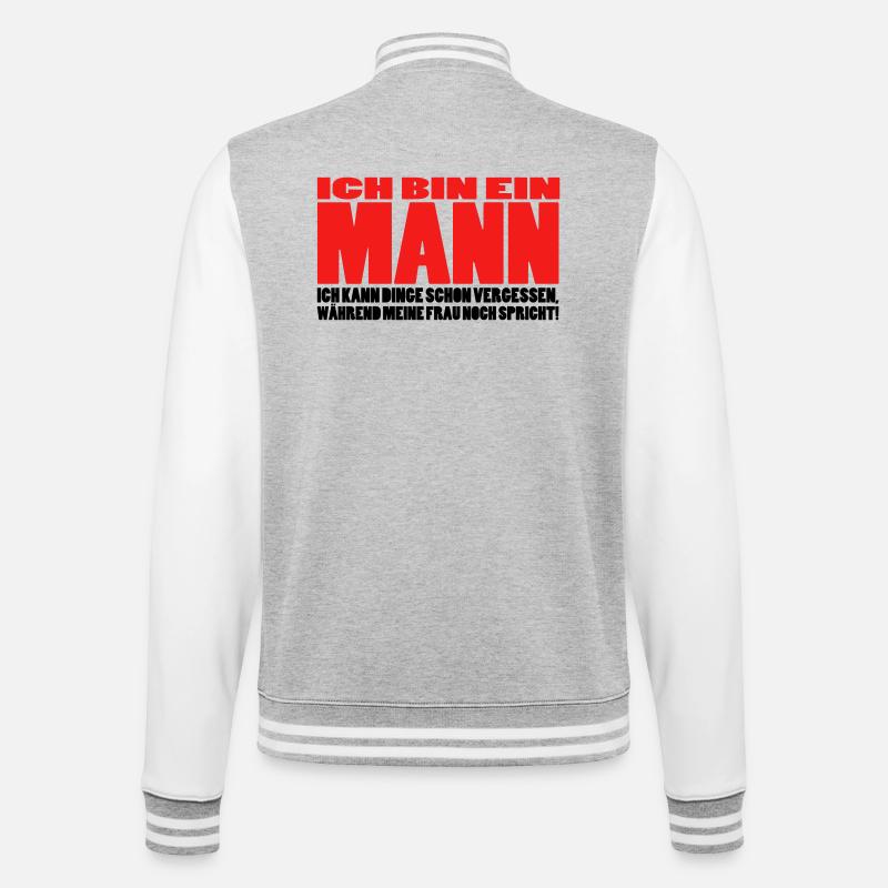 mann spruch witzig männer ehemann ehe - College-Sweatjacke - Grau meliert/Weiß