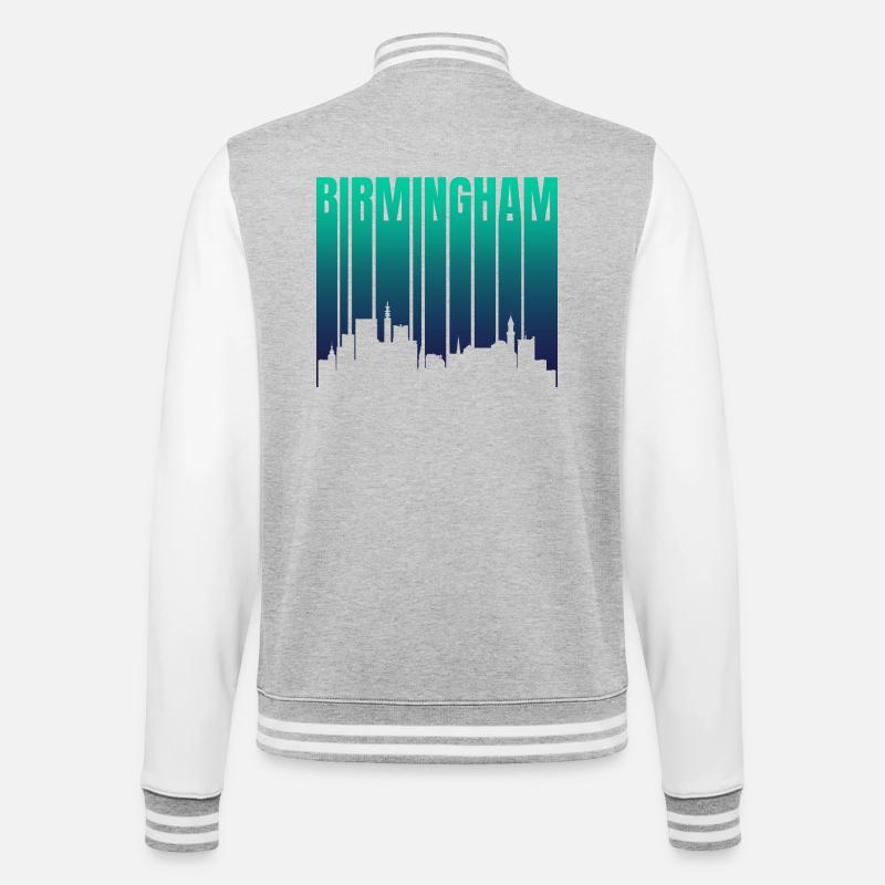 Birmingham Skyline Gradient - College Sweat Jacket - heather grey/white