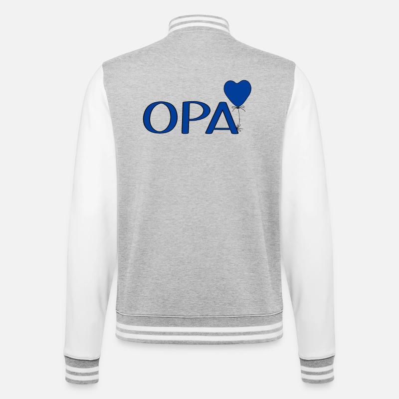 Opa Luftballon Herz - College-Sweatjacke - Grau meliert/Weiß