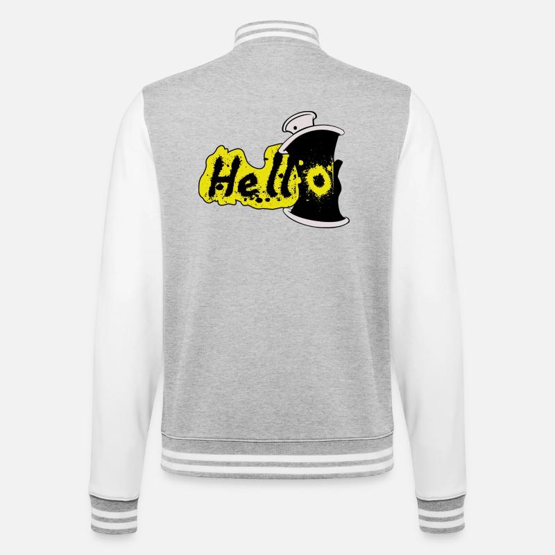 Hello Spray Effect - College Sweat Jacket - heather grey/white