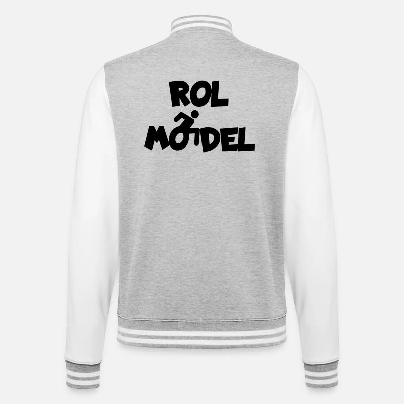 Jeder Rollstuhlfahrer ist ein Vorbild # - College-Sweatjacke - Grau meliert/Weiß