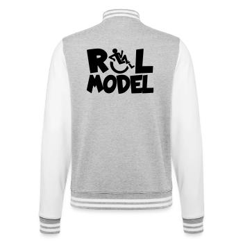 Jeder Rollstuhlfahrer ist ein Vorbild * - College-Sweatjacke - Grau meliert/Weiß - Hinten - Marisol (170cm)