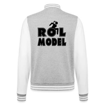 Jeder Rollstuhlfahrer ist ein Vorbild. Ehefrau* - College-Sweatjacke - Grau meliert/Weiß - Hinten - Marisol (170cm)