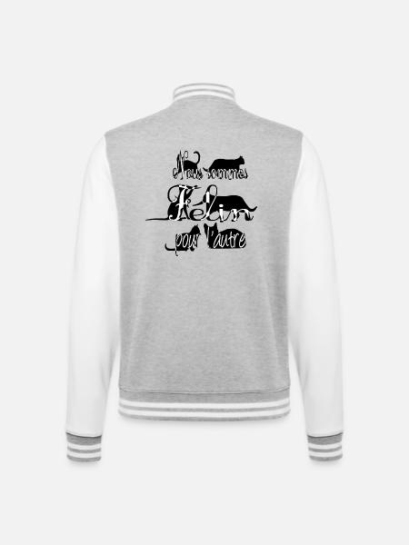 Cat - College Sweat Jacket - heather grey/white