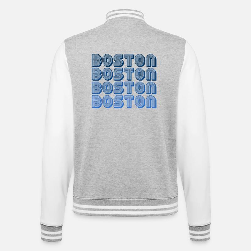 Boston Block Grid Pattern - College Sweat Jacket - heather grey/white
