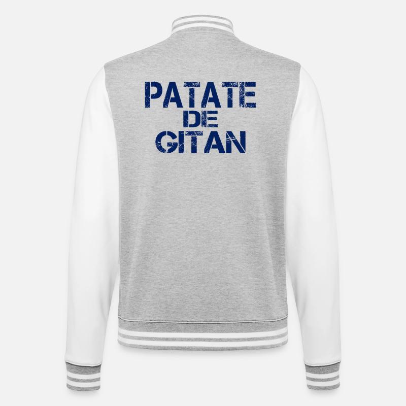 Patate GITAN bleu - Veste Teddy - gris chiné / blanc