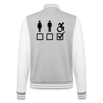 Tous les utilisateurs de fauteuils roulants sont adaptés* - Veste Teddy - gris chiné / blanc - Dos - Marisol (170cm)