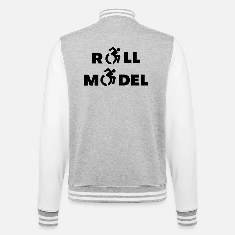 Jeder Rollstuhlfahrer ist ein Vorbild * - College-Sweatjacke - Grau meliert/Weiß