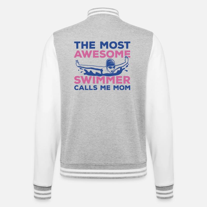 Schwimmer Mutter - College-Sweatjacke - Grau meliert/Weiß