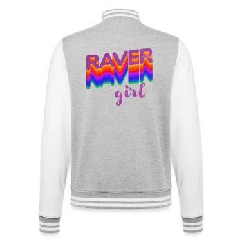 Raver girl dessin pour festival, rave, EDM, danse - Veste Teddy - gris chiné / blanc - Dos - Marisol (170cm)