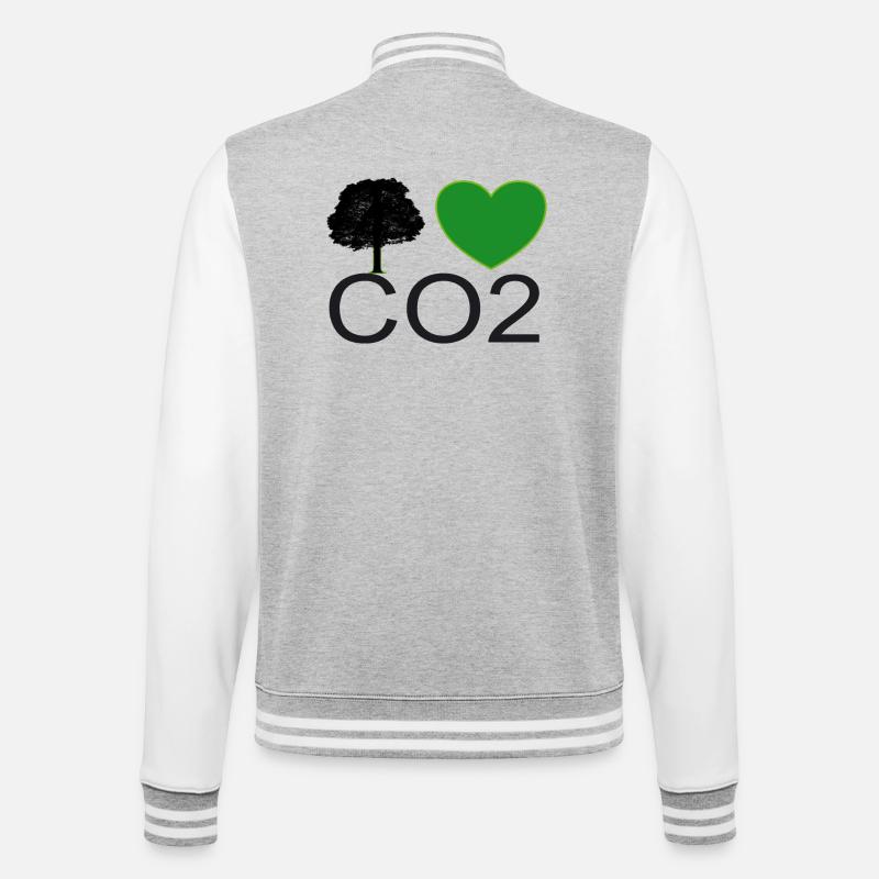 Ich Liebe CO2 Herz Grafik - College-Sweatjacke - Grau meliert/Weiß