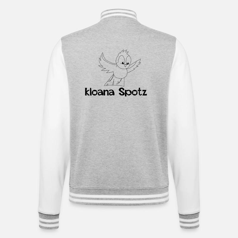 kloana Spotz-kleiner Spatz,Austrian dialect - College Sweat Jacket - heather grey/white