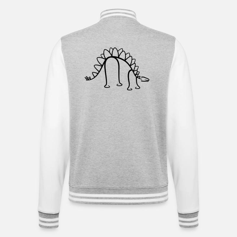 Dinosaure Stegosaurus Dino Line Graphique - Veste Teddy - gris chiné / blanc