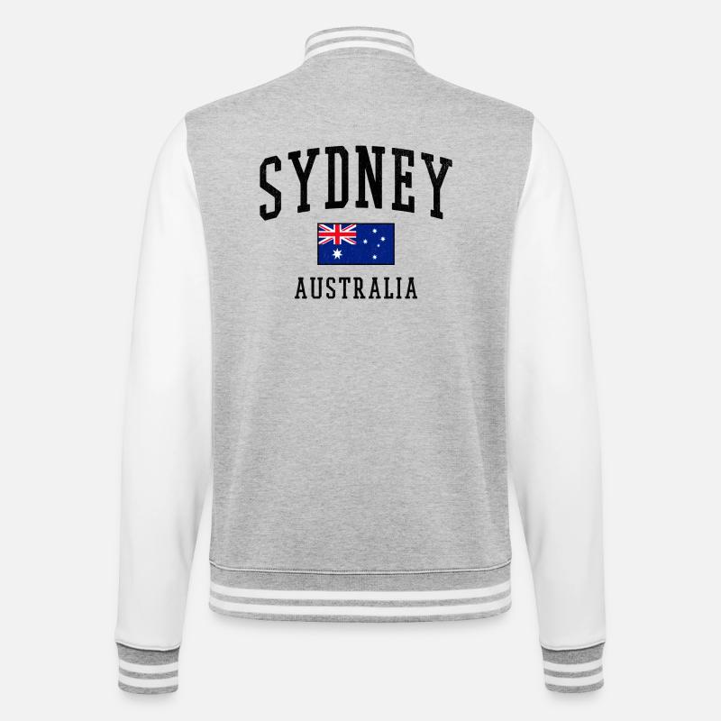 Sydney Australia Flag Cities Design - College Sweat Jacket - heather grey/white