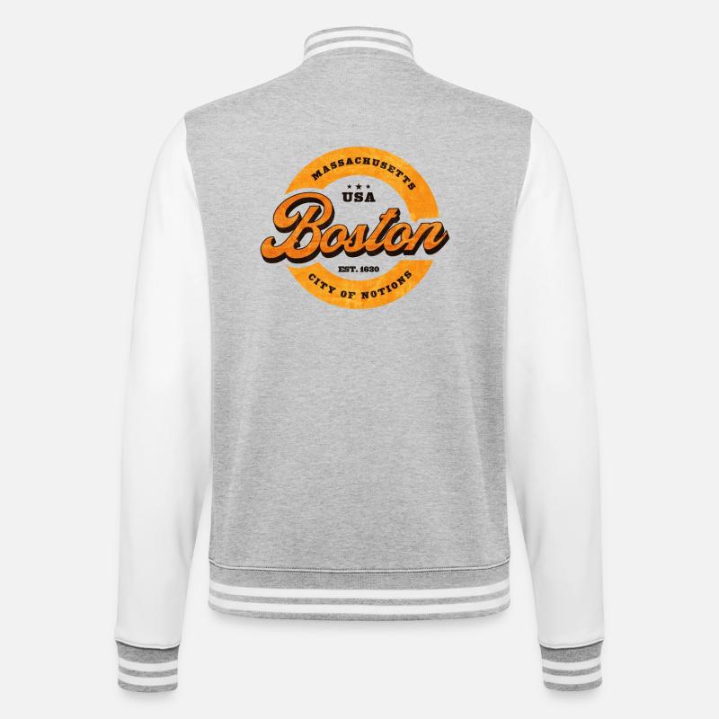 Impression du logo Boston Retro Circle - Veste Teddy - gris chiné / blanc