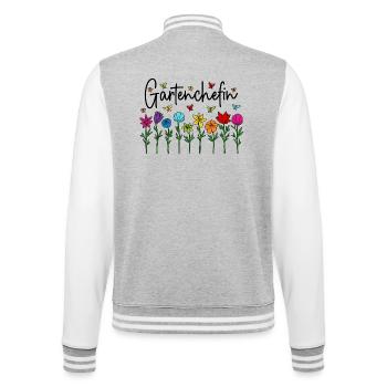 Garten Chefin Blumen Gartenarbeit Gartenchefin - College-Sweatjacke - Grau meliert/Weiß - Hinten - Marisol (170cm)