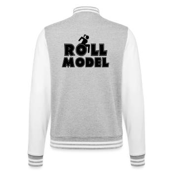Weibliche Rollstuhlfahrerin ist ein Vorbild * - College-Sweatjacke - Grau meliert/Weiß - Hinten - Marisol (170cm)