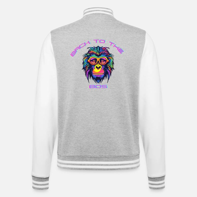Psychedelischer Gorilla mit Sonnenbrille - College-Sweatjacke - Grau meliert/Weiß