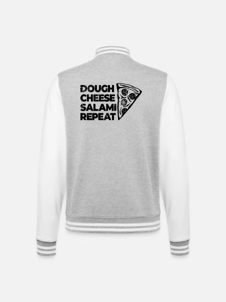 Dough Cheese Salami Repeat - College Sweat Jacket - heather grey/white