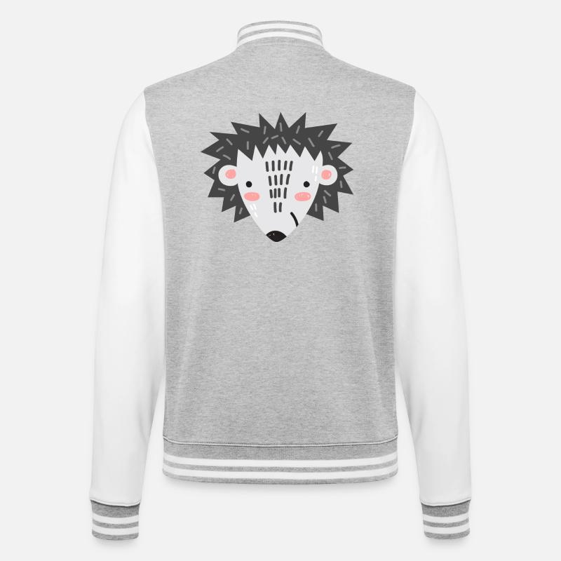 Igel "Max" - College-Sweatjacke - Grau meliert/Weiß