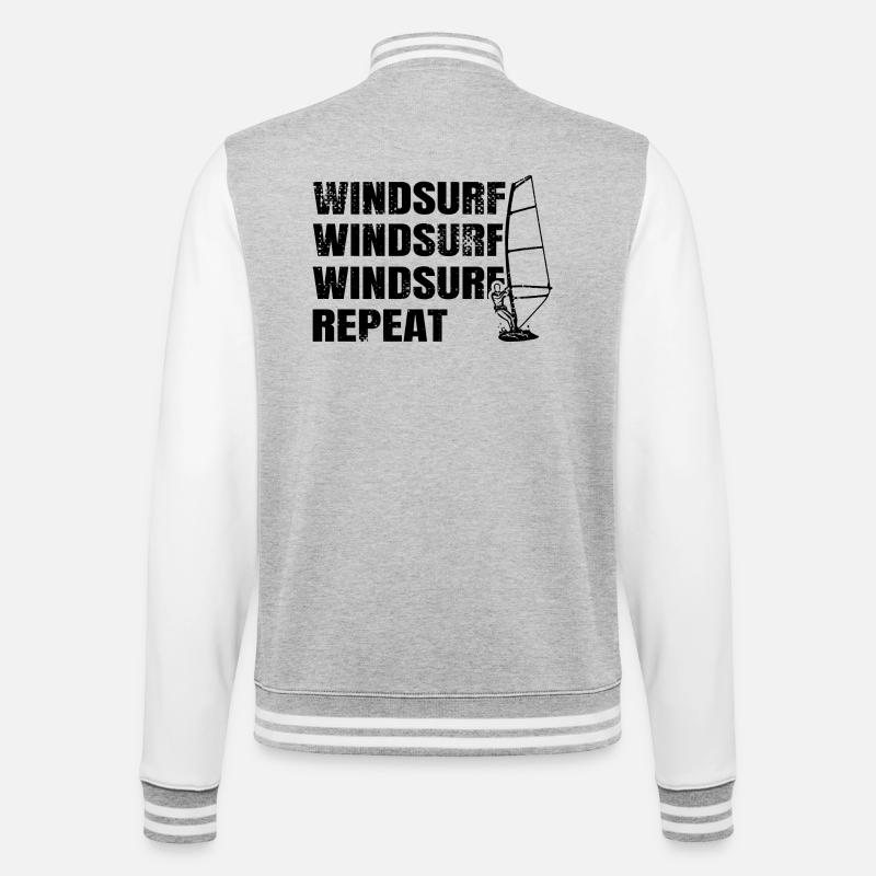 Windsurfing Repeat - College Sweat Jacket - heather grey/white
