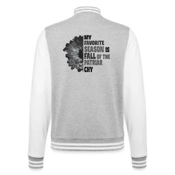 My favorite season is Fall of the Patriarchy - College-Sweatjacke - Grau meliert/Weiß - Hinten - Marisol (170cm)