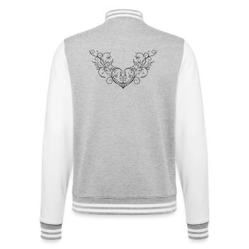 Herz Blätter Ornament Tattoo Schnörkel - College-Sweatjacke - Grau meliert/Weiß - Hinten - Marisol (170cm)