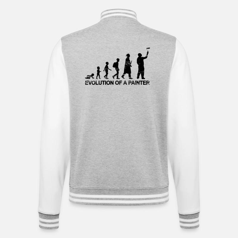 Entwicklung eines Malers - College-Sweatjacke - Grau meliert/Weiß