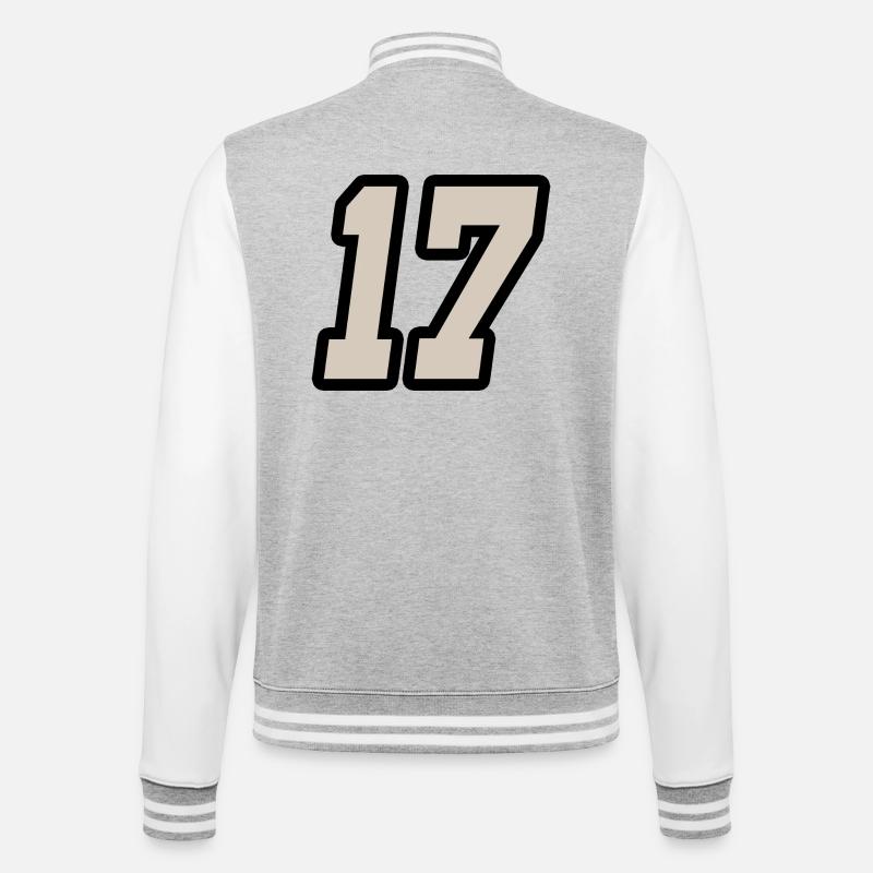 Nummer siebzehn 17 - College-Sweatjacke - Grau meliert/Weiß