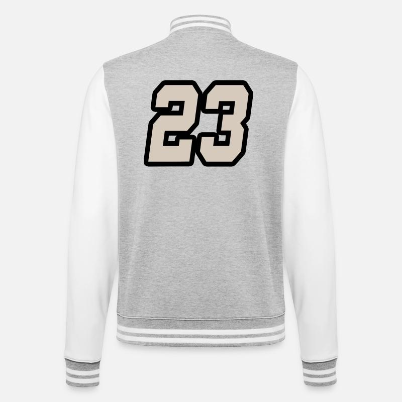 Nummer dreiundzwanzig 23 - College-Sweatjacke - Grau meliert/Weiß